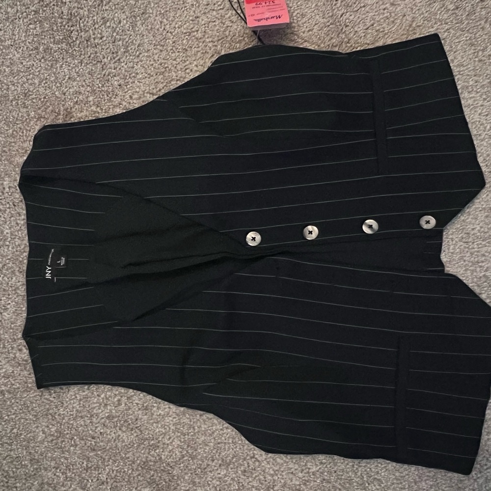 Black Pinstripe Vest with Buttons